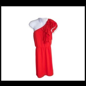 MM Couture small red one shouldered dress